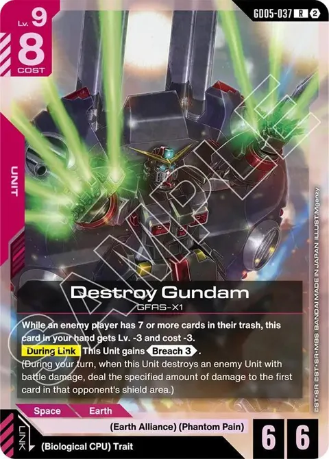 Destroy Gundam GD05-037 Gundam card from Freedom Ascension
