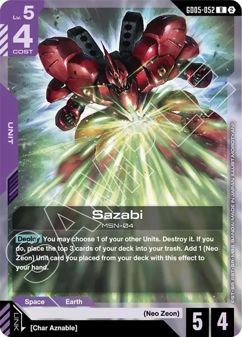 Sazabi GD05-052 Gundam card from Freedom Ascension
