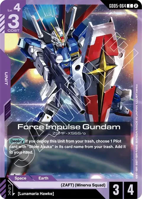 Force Impulse Gundam GD05-064 Gundam card from Freedom Ascension