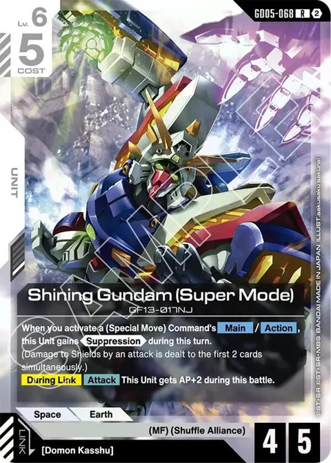 Shining Gundam Super Mode GD05-068 Gundam card from Freedom Ascension
