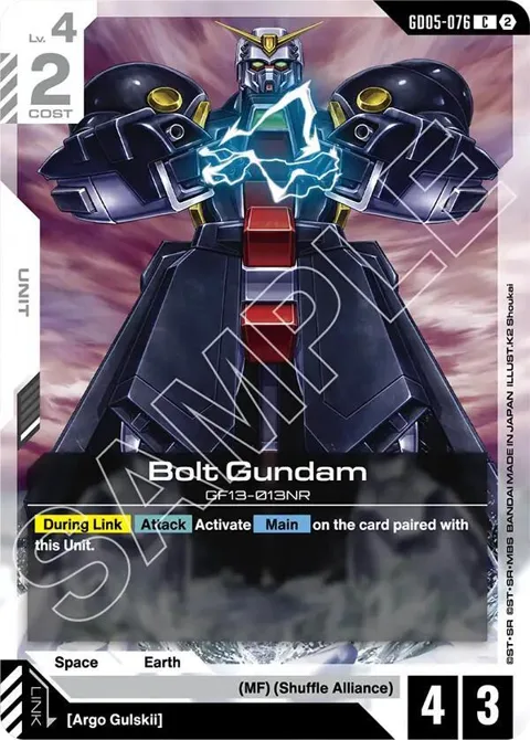 Bolt Gundam GD05-076 Gundam card from Freedom Ascension