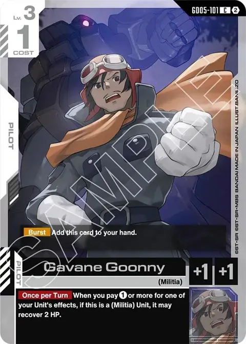 Gavane Goonny GD05-101 Gundam card from Freedom Ascension