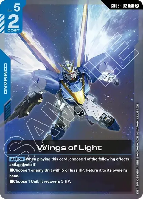 Wings of Light GD05-102 Gundam card from Freedom Ascension