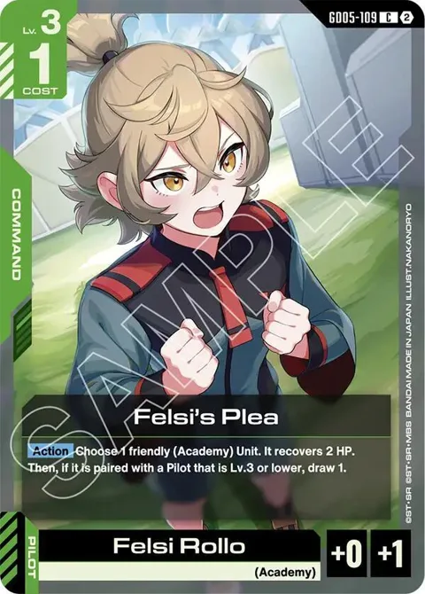 Felsi's Plea GD05-109 Gundam card from Freedom Ascension