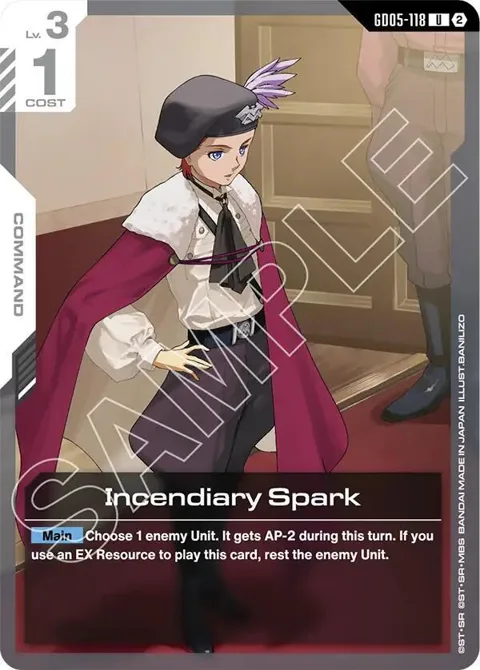 Incendiary Spark GD05-118 Gundam card from Freedom Ascension