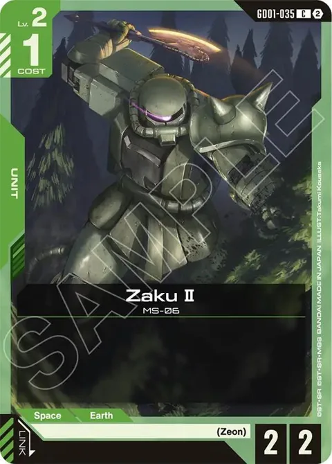 Zaku II GD01-035 SC01 Gundam card from Deck Build Box Freedom Ascension
