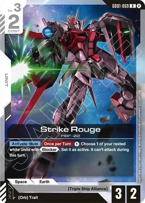 Strike Rouge GD01-069 SC01 Gundam card from Deck Build Box Freedom Ascension