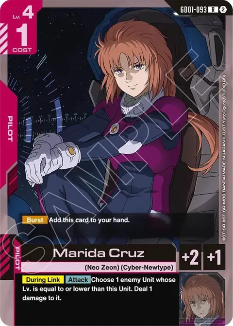 Marida Cruz GD01-093 SC01 Gundam card from Deck Build Box Freedom Ascension