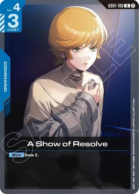 A Show of Resolve GD01-100 SC01 Gundam card from Deck Build Box Freedom Ascension