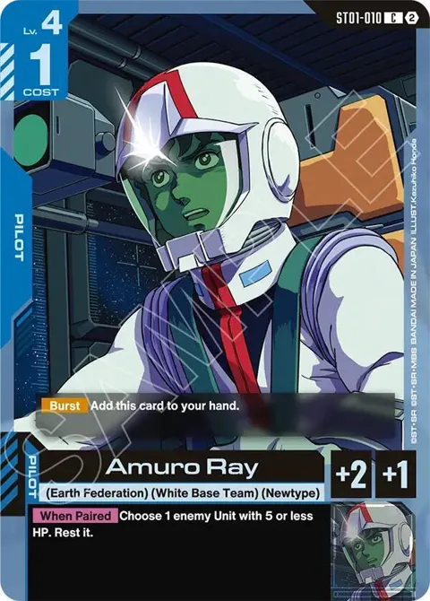 Amuro Ray ST01-010 SC01 Gundam card from Deck Build Box Freedom Ascension