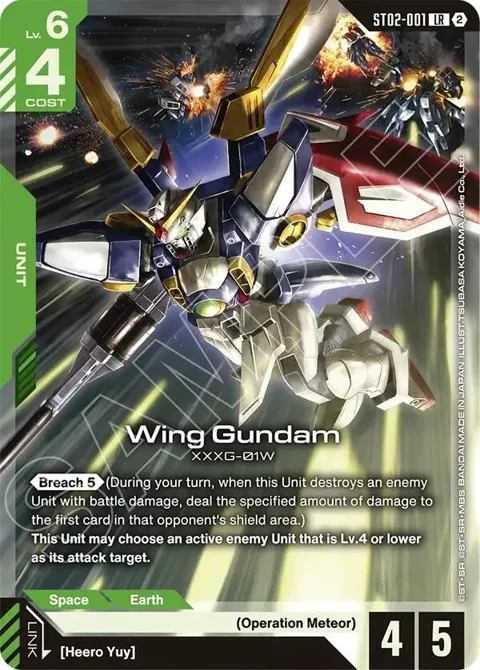 Wing Gundam ST02-001 SC01 Gundam card from Deck Build Box Freedom Ascension