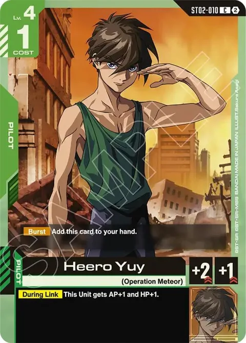 Heero Yuy ST02-010 SC01 Gundam card from Deck Build Box Freedom Ascension