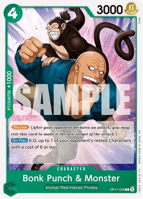 Bonk Punch & Monster OP17-028 One Piece card from The World's Strongest Warriors