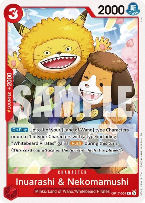 Inuarashi & Nekomamushi OP17-004 One Piece card from The World's Strongest Warriors
