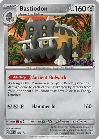 Bastiodon - 085 Pitch Black Stamped #085 Holofoil Pokémon card from Mega Evolution Promo