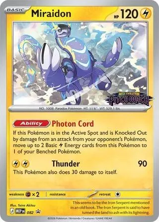 Miraidon - 082 Pitch Black Stamped #082 Holofoil Pokémon card from Mega Evolution Promo