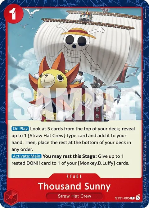 Thousand Sunny ST31-005 One Piece card from Starter Deck 31: RED Monkey.D.Luffy