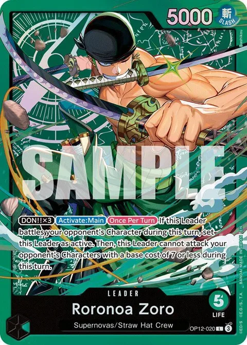 Roronoa Zoro OP12-020 ST32 One Piece card from Starter Deck 32: GREEN Roronoa Zoro