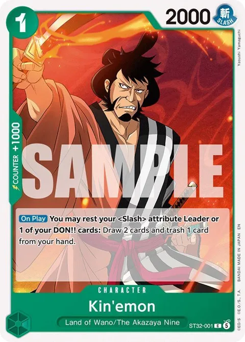 Kin'emon ST32-001 One Piece card from Starter Deck 32: GREEN Roronoa Zoro
