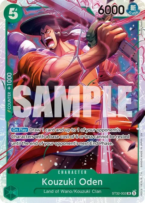 Kouzuki Oden ST32-002 One Piece card from Starter Deck 32: GREEN Roronoa Zoro