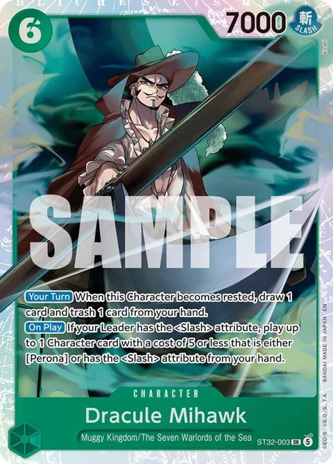 Dracule Mihawk ST32-003 One Piece card from Starter Deck 32: GREEN Roronoa Zoro