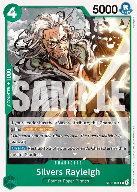 Silvers Rayleigh ST32-004 One Piece card from Starter Deck 32: GREEN Roronoa Zoro