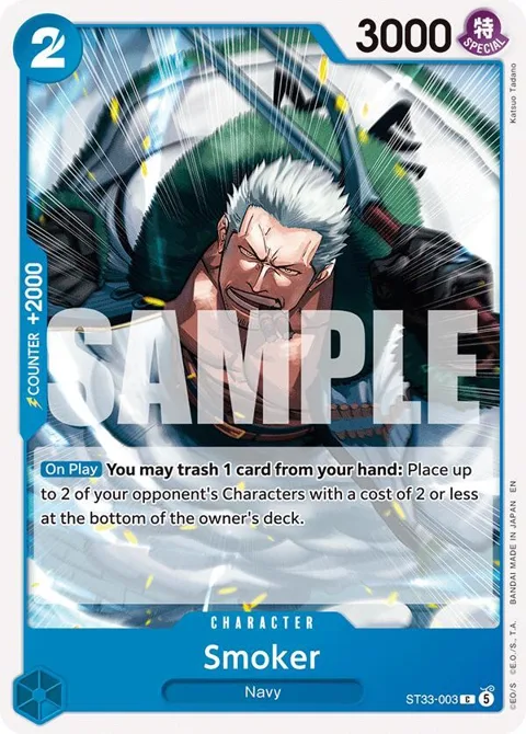 Smoker ST33-003 One Piece card from Starter Deck 33: BLUE Kuzan