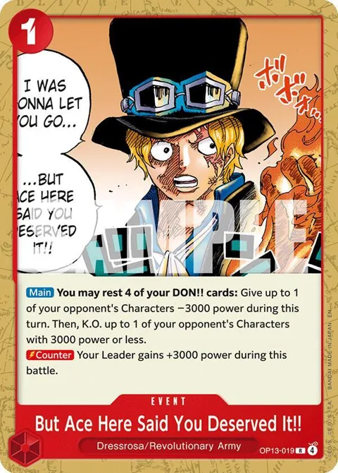 But Ace Here Said You Deserved It!! OP13-019 ST35 One Piece card from Starter Deck 35: RED/BLACK Sabo