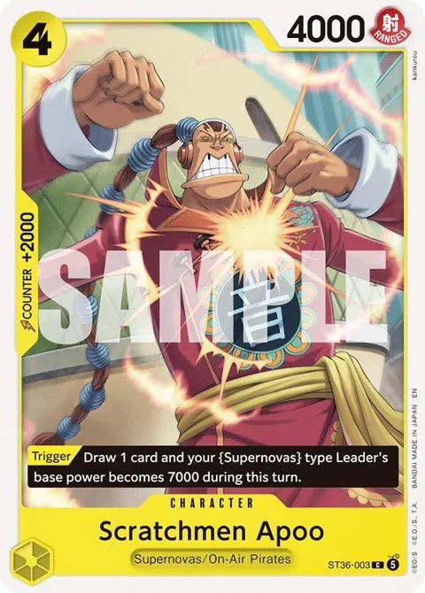 Scratchmen Apoo ST36-003 One Piece card from Starter Deck 36: YELLOW Eustass"Captain"Kid