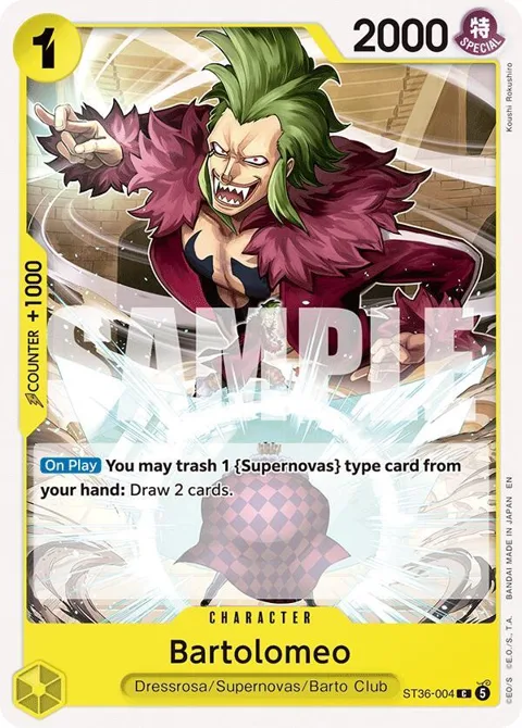 Bartolomeo ST36-004 One Piece card from Starter Deck 36: YELLOW Eustass"Captain"Kid