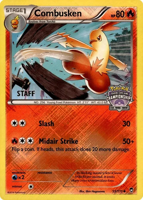 Combusken - 13/111 State Championships [Staff] #13/111 Reverse Holofoil Pokémon card from League & Championship Cards