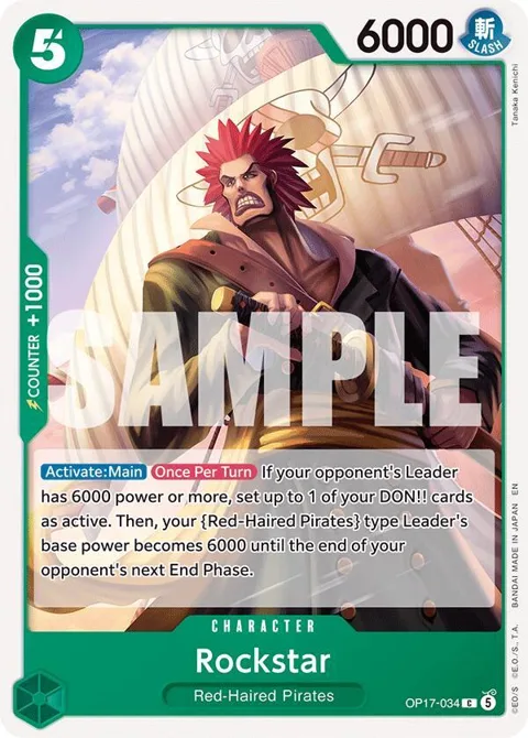 Rockstar OP17-034 One Piece card from The World's Strongest Warriors