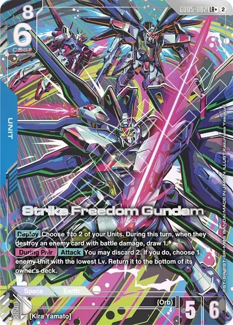 Strike Freedom Gundam LR+ GD05-002 Gundam card from Freedom Ascension