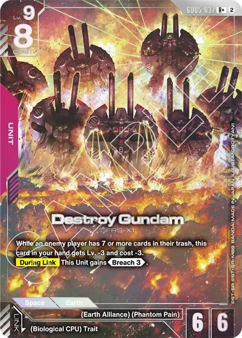 Destroy Gundam R+ GD05-037 Gundam card from Freedom Ascension