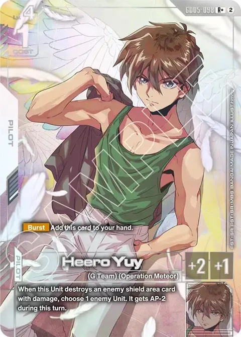 Heero Yuy R+ GD05-098 Gundam card from Freedom Ascension
