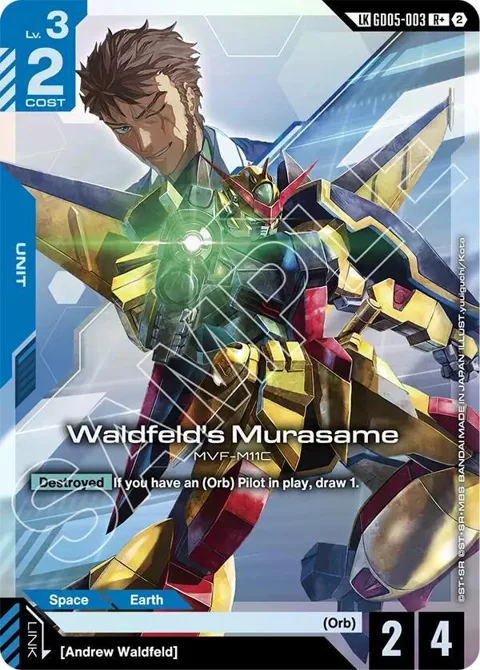 Waldfeld's Murasame R+ Link Rare GD05-003 Gundam card from Freedom Ascension