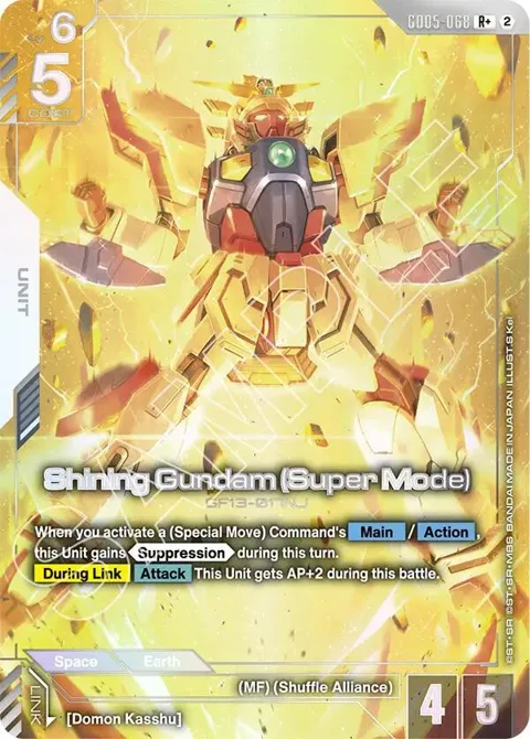 Shining Gundam Super Mode R+ GD05-068 Gundam card from Freedom Ascension