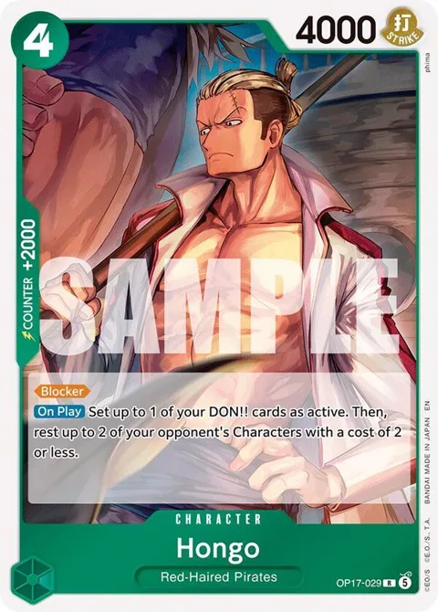 Hongo OP17-029 One Piece card from The World's Strongest Warriors