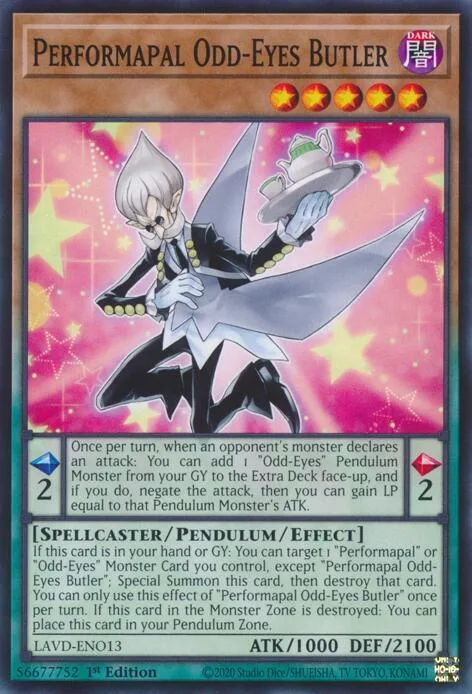 Performapal Odd-Eyes Butler LAVD-ENO13 Yu-Gi-Oh card from Legendary Arc-V Decks