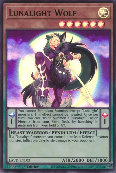 Lunalight Wolf LAVD-ENL03 Yu-Gi-Oh card from Legendary Arc-V Decks