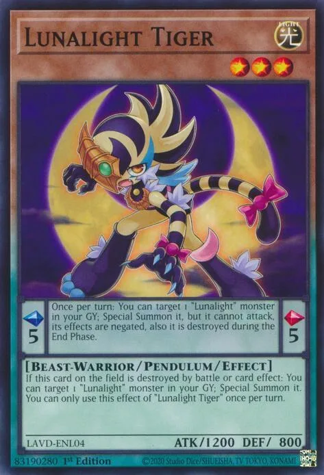 Lunalight Tiger LAVD-ENL04 Yu-Gi-Oh card from Legendary Arc-V Decks