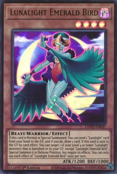 Lunalight Emerald Bird LAVD-ENL07 Yu-Gi-Oh card from Legendary Arc-V Decks