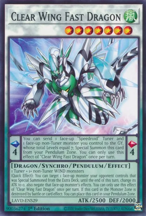 Clear Wing Fast Dragon LAVD-ENS29 Yu-Gi-Oh card from Legendary Arc-V Decks