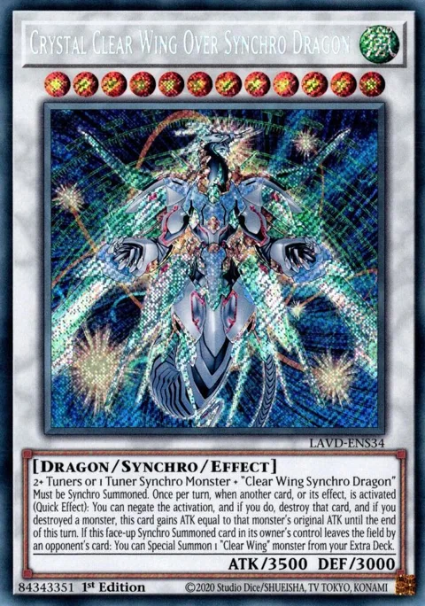 Crystal Clear Wing Over Synchro Dragon LAVD-ENS34 Yu-Gi-Oh card from Legendary Arc-V Decks