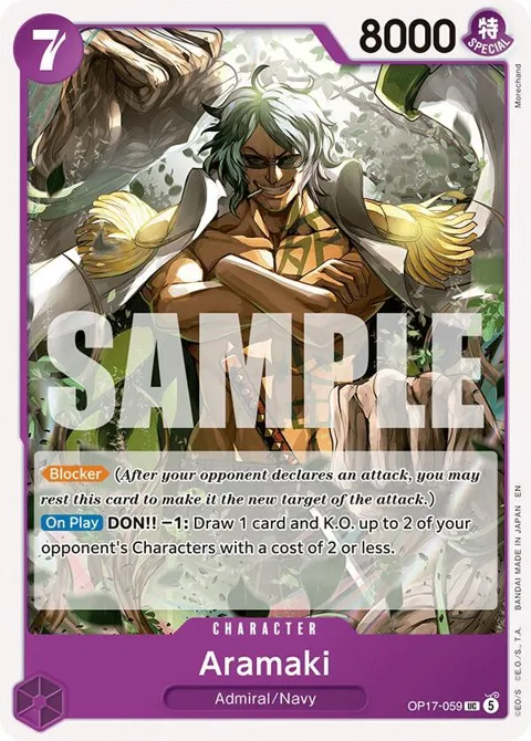 Aramaki OP17-059 One Piece card from The World's Strongest Warriors