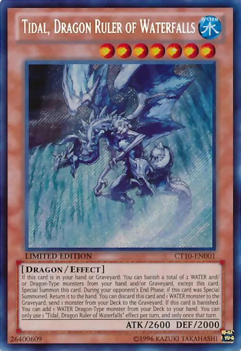 Tidal, Dragon Ruler of Waterfalls CT10-EN001 Yu-Gi-Oh card from 2013 Collectors Tins
