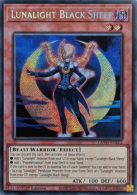 Lunalight Black Sheep Secret Rare LAVD-ENL02 Yu-Gi-Oh card from Legendary Arc-V Decks