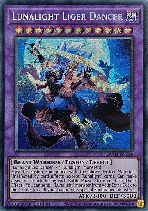 Lunalight Liger Dancer Secret Rare LAVD-ENL34 Yu-Gi-Oh card from Legendary Arc-V Decks