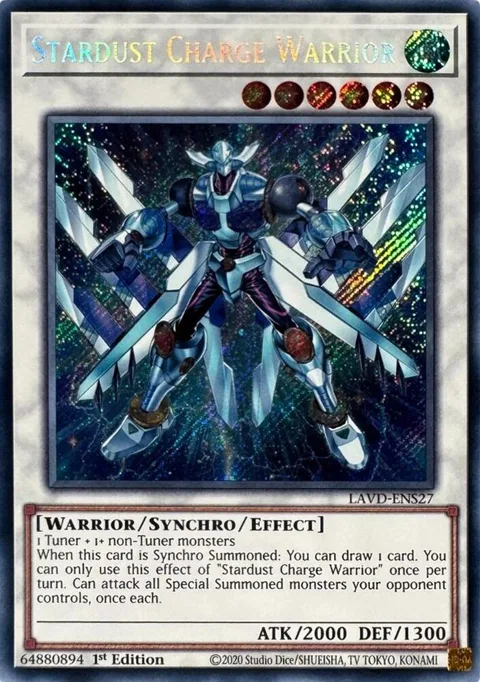 Stardust Charge Warrior Secret Rare LAVD-ENS27 Yu-Gi-Oh card from Legendary Arc-V Decks