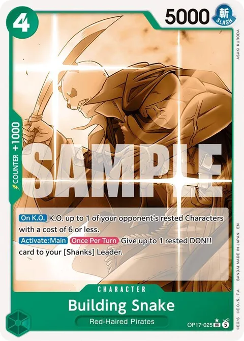 Building Snake Pandaman Art OP17-025 One Piece card from The World's Strongest Warriors